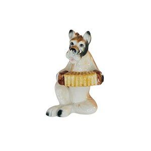 Vintage Boxer Dog Playing Accordion Christmas Ornament Bone China